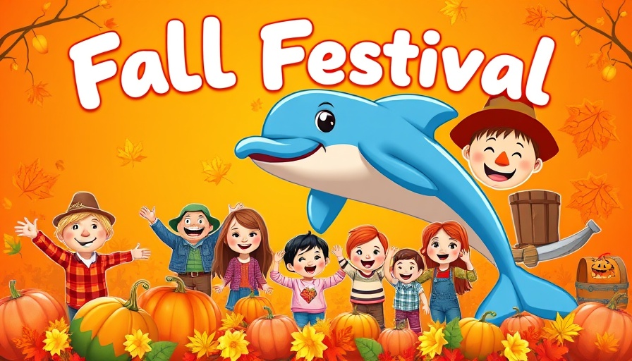 Hillsborough Elementary School Fall Festival poster with dolphin and fall-themed decorations.