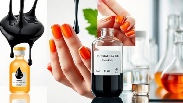 Harmful skincare ingredients with formaldehyde and beakers.