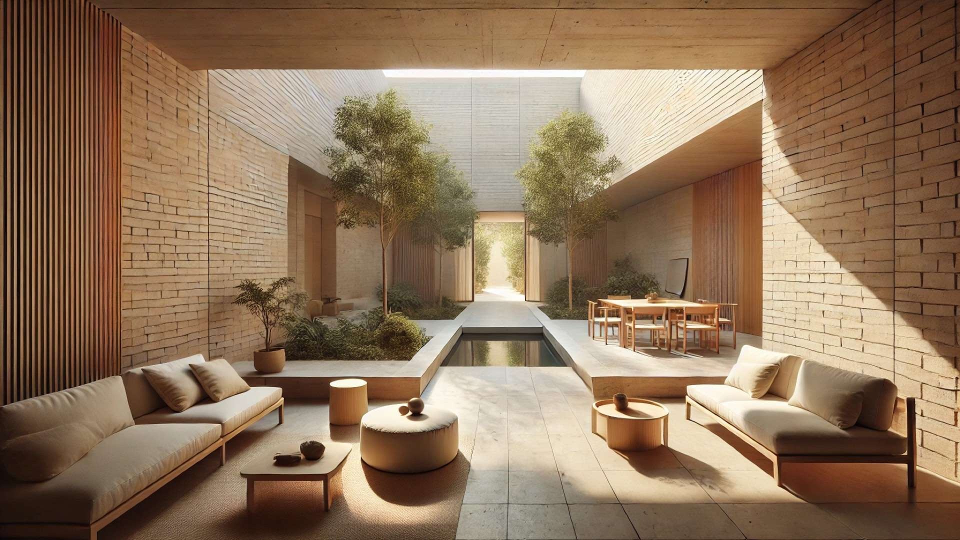 Patio House in Cardedeu, emphasizing natural light, material richness, and a seamless indoor-outdoor flow