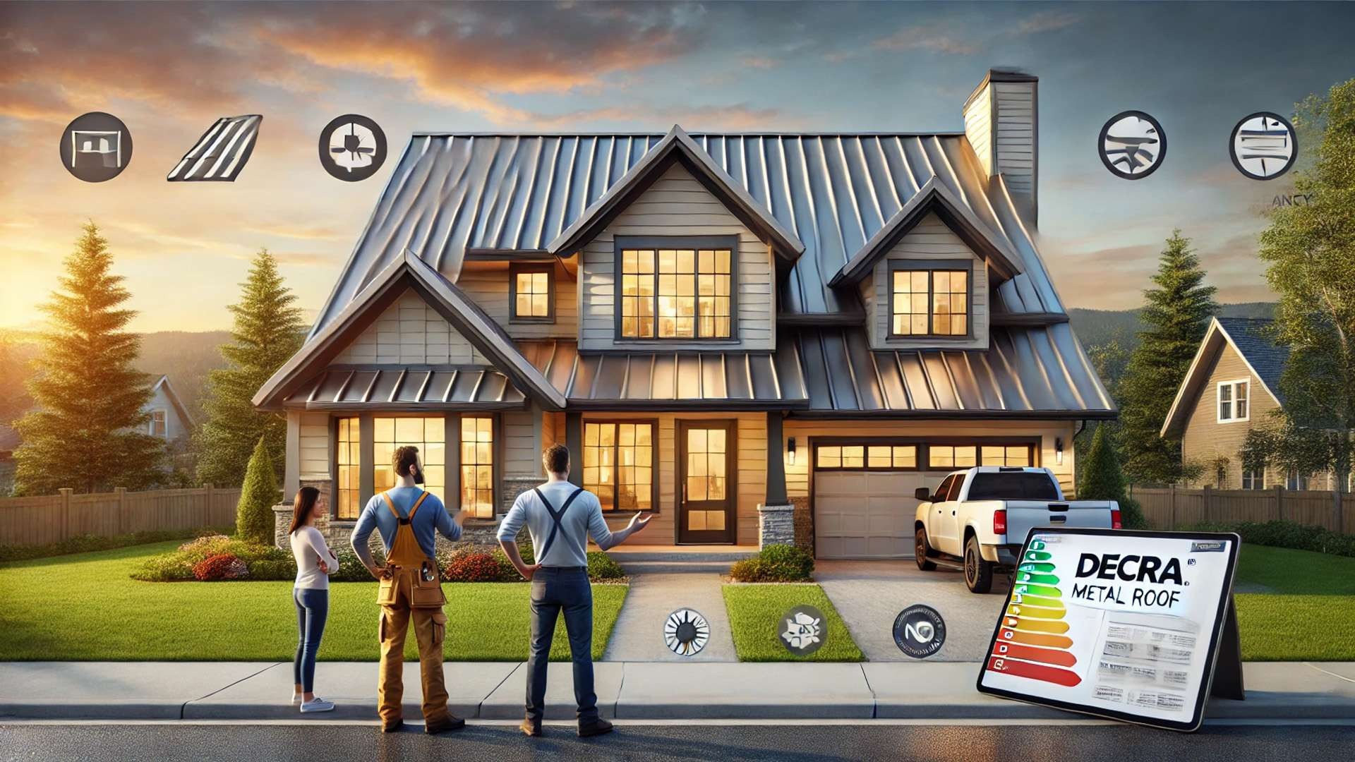 DECRA metal roof installation in a suburban setting, highlighting durability, energy efficiency, and homeowner confidence