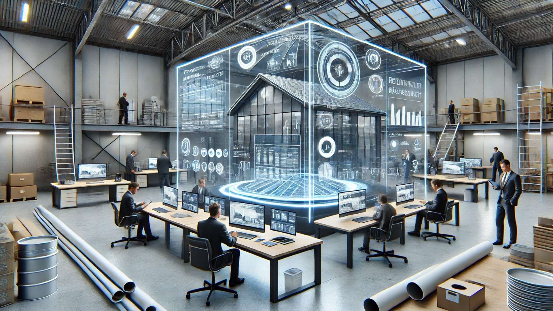 high-tech transformation of the roofing industry through digital integration—capturing the essence of the TimeProofUSA and ServiceTitan partnership