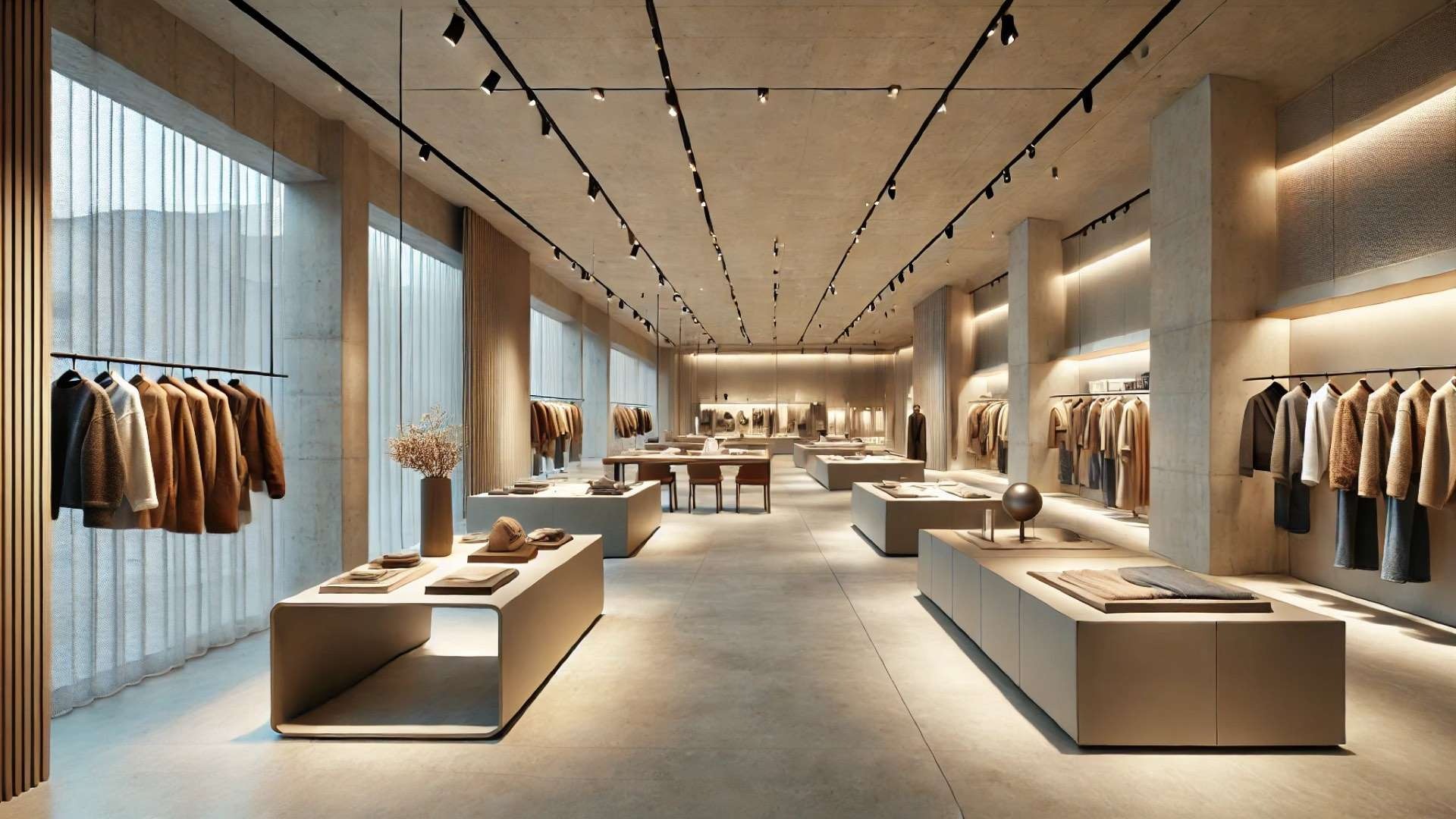 Lmood flagship store in Seongsu-dong, reflecting a modern, minimalist retail environment with a focus on natural light, clean lines, and immersive spatial design