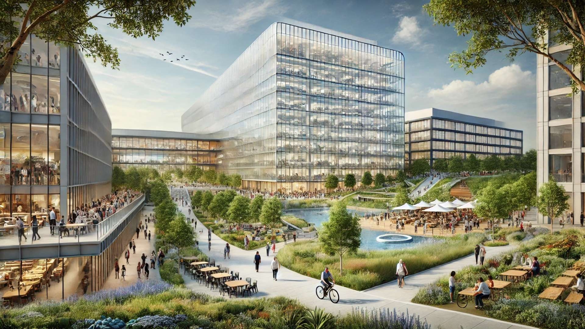 capturing the modern, sustainable, and community-focused design of the new Walmart corporate campus