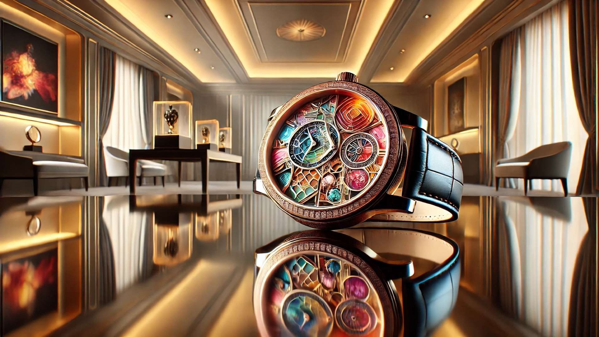 highlighting the elegance, artistry, and refined craftsmanship of a luxury art-inspired watch