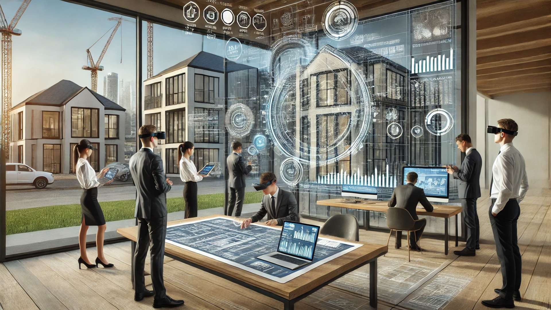 AI-powered transformation of the construction planning process, featuring smart blueprint analysis and upscale project environments
