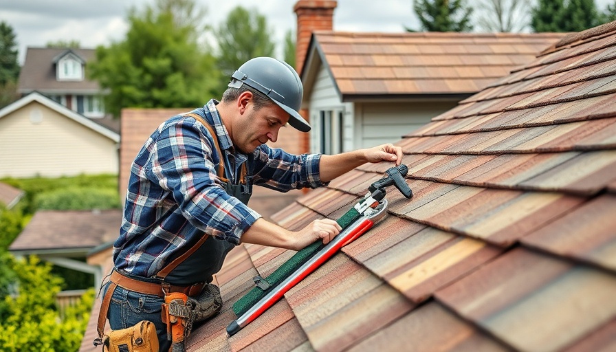 Professional roofer inspecting roof for maintenance