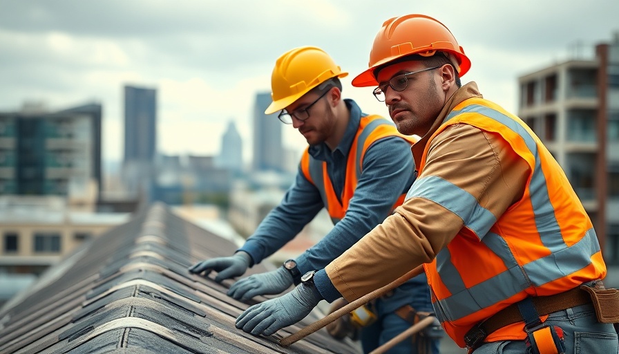 Construction workers implementing roof lifespan strategy on site.