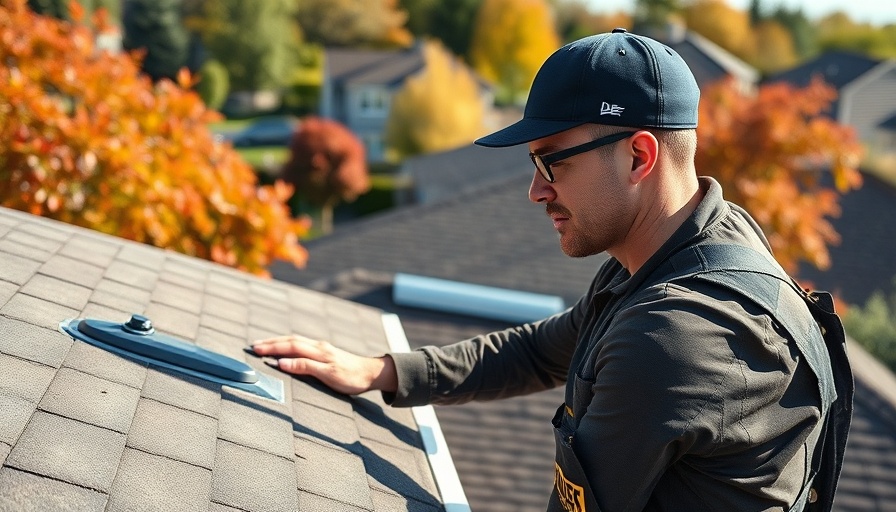 Roofer conducting detailed roof inspections in a sunny suburb.