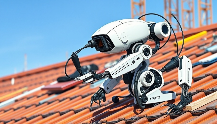 Innovative roofing robot in action at construction site.