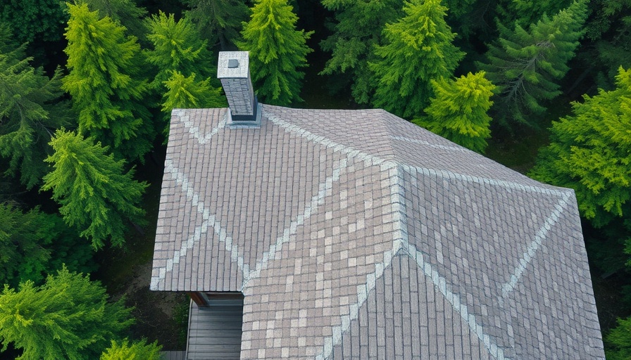 Stone-coated metal roofing on rustic house in forest setting.