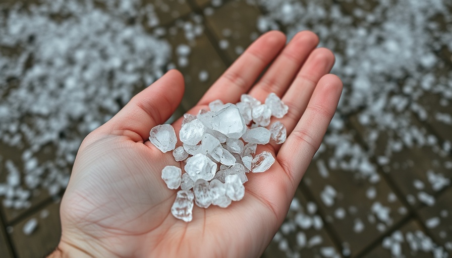 Hail damage roof replacement concept with hailstones on hand.