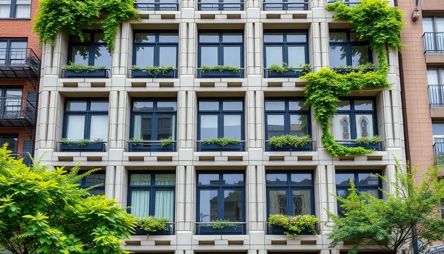 Modern adaptive reuse architecture with greenery and windows