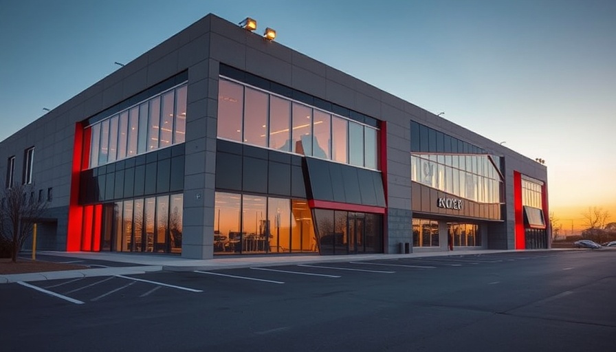 Modern building with precast concrete design and glass facade.