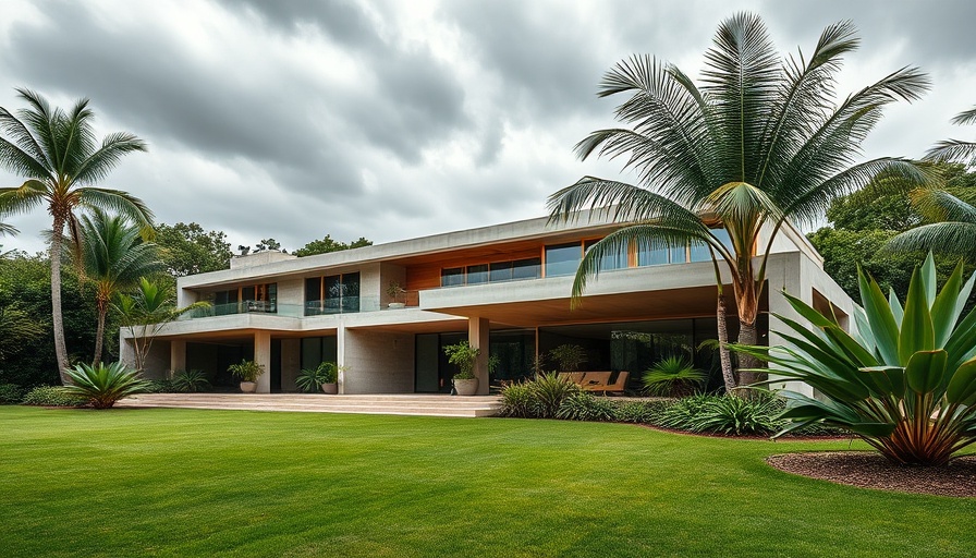 Modern California house with lush greenery and minimal architecture.