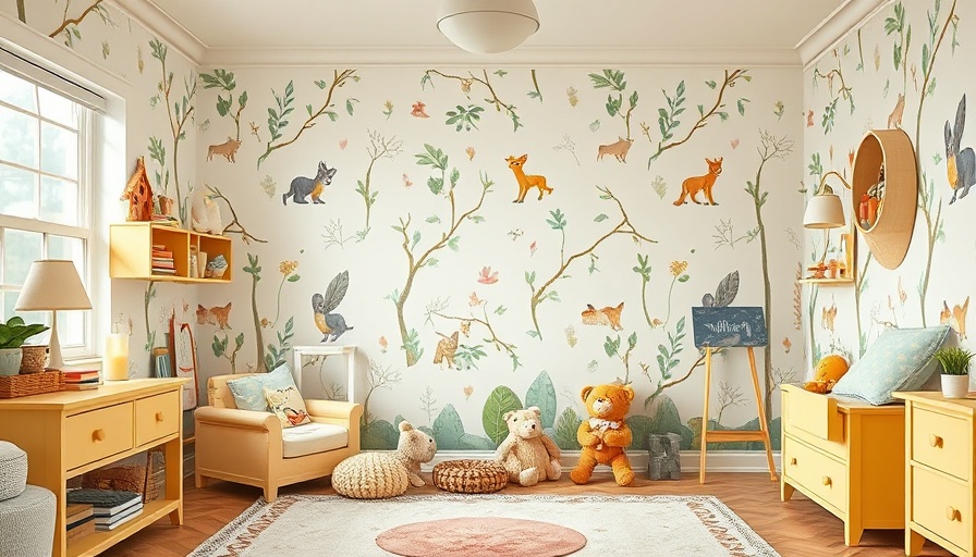 Storybook-themed cozy children's room with yellow furniture.