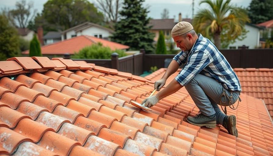 DIY roof painting by diligent worker in residential area