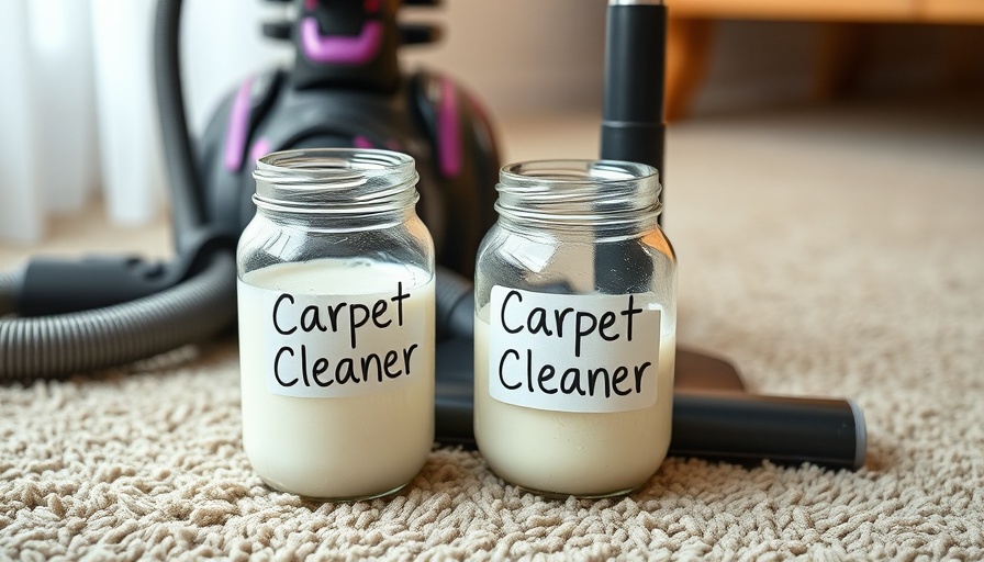 DIY carpet cleaning solutions: jar and vacuum on carpet.