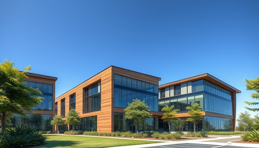 Modern office buildings with durable building materials.