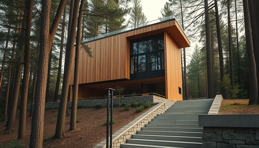 Modern Point Nepean House with wood facade and tall trees