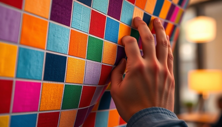 Texworld Apparel Sourcing Paris: Hands exploring colorful fabric squares.