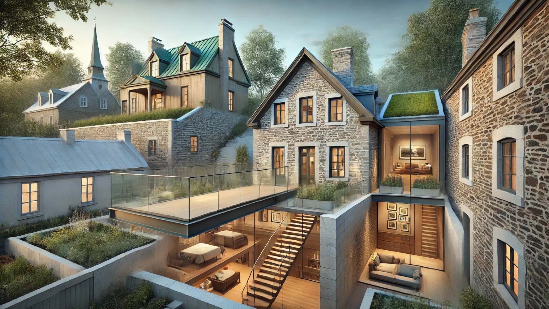 illustration capturing the renovation of the heritage home in Châteauguay, Québec