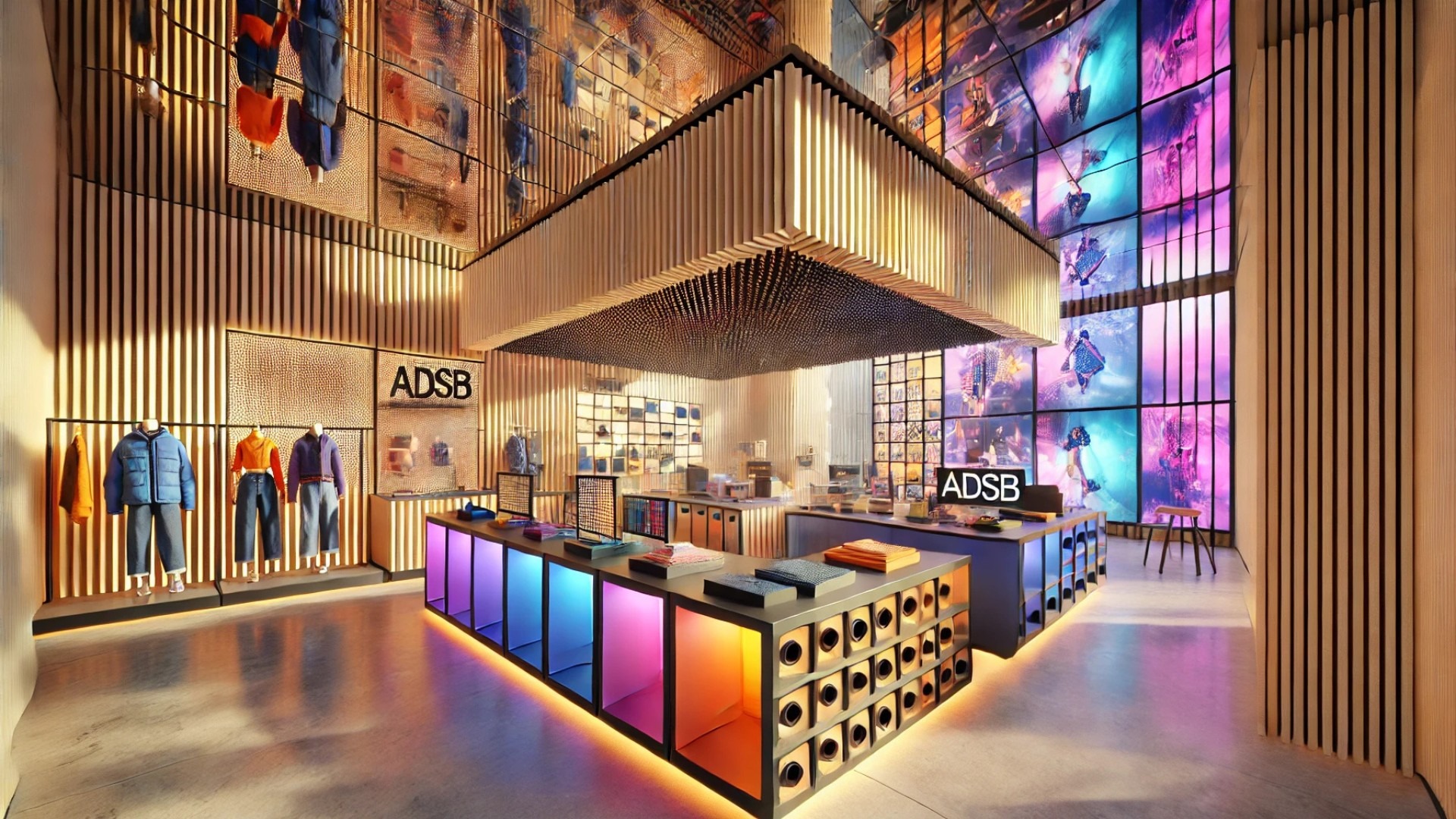 capturing the dynamic and immersive design of the ADSB Andersson Bell retail store in Pangyo, South Korea