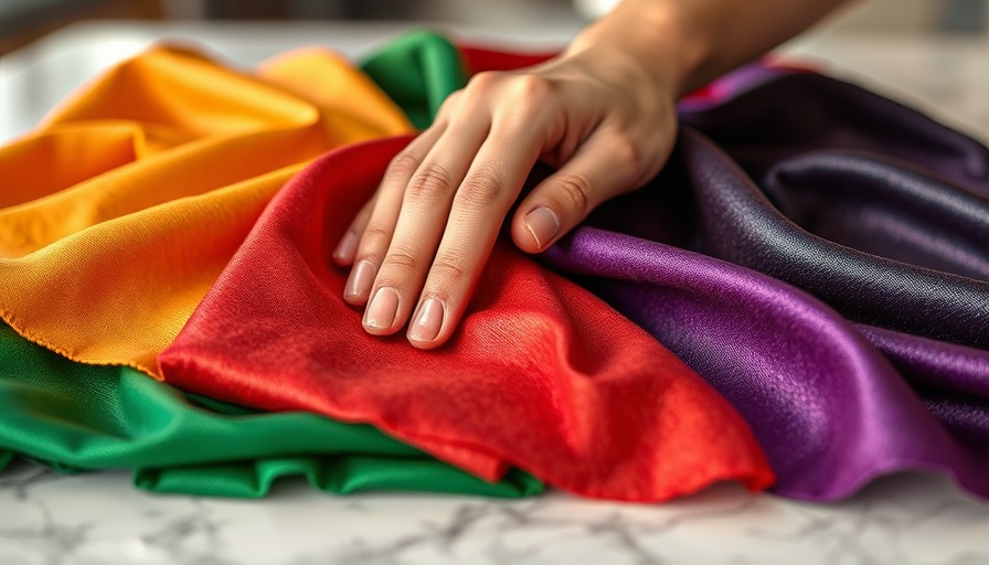 Close-up view of innovative textile swatches being touched.