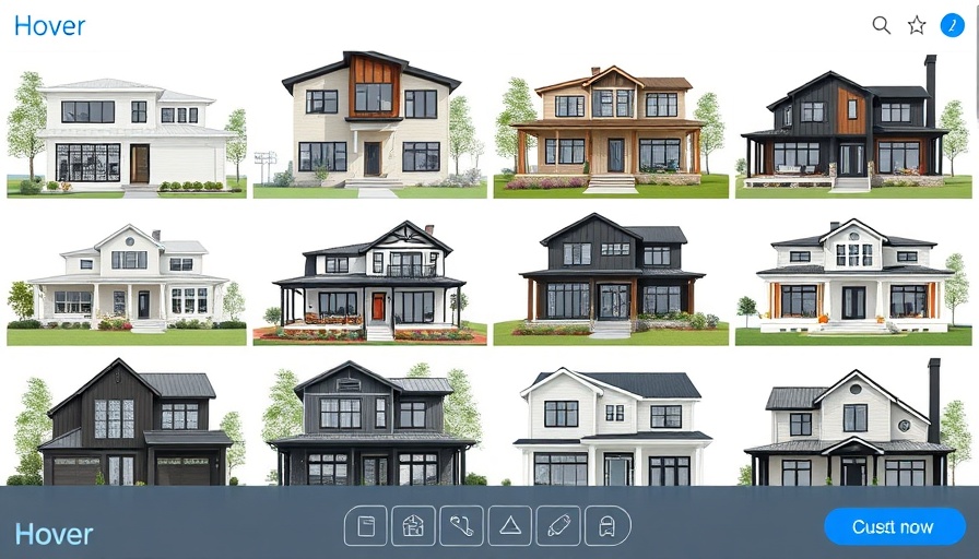 AI-Powered Home Design showcasing diverse house styles, digital collage.