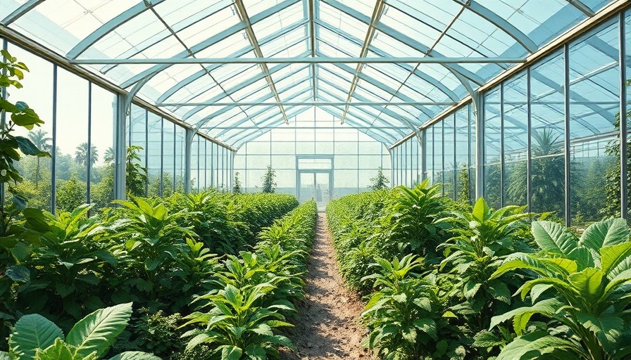 Invernáculo Billboard-Greenhouses showcasing lush modern greenhouse.