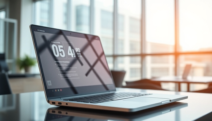 Sleek Lenovo Solar Yoga PC on desk at MWC 2025, displaying futuristic interface.