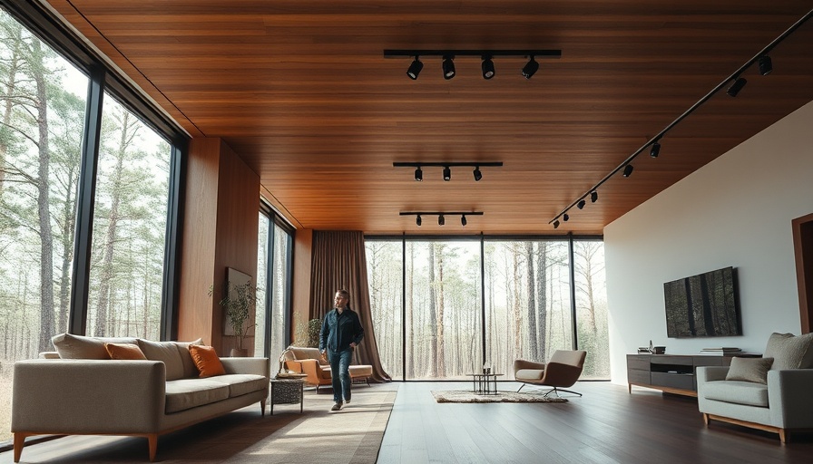 North York Ravine House living room with forest view, modern design.