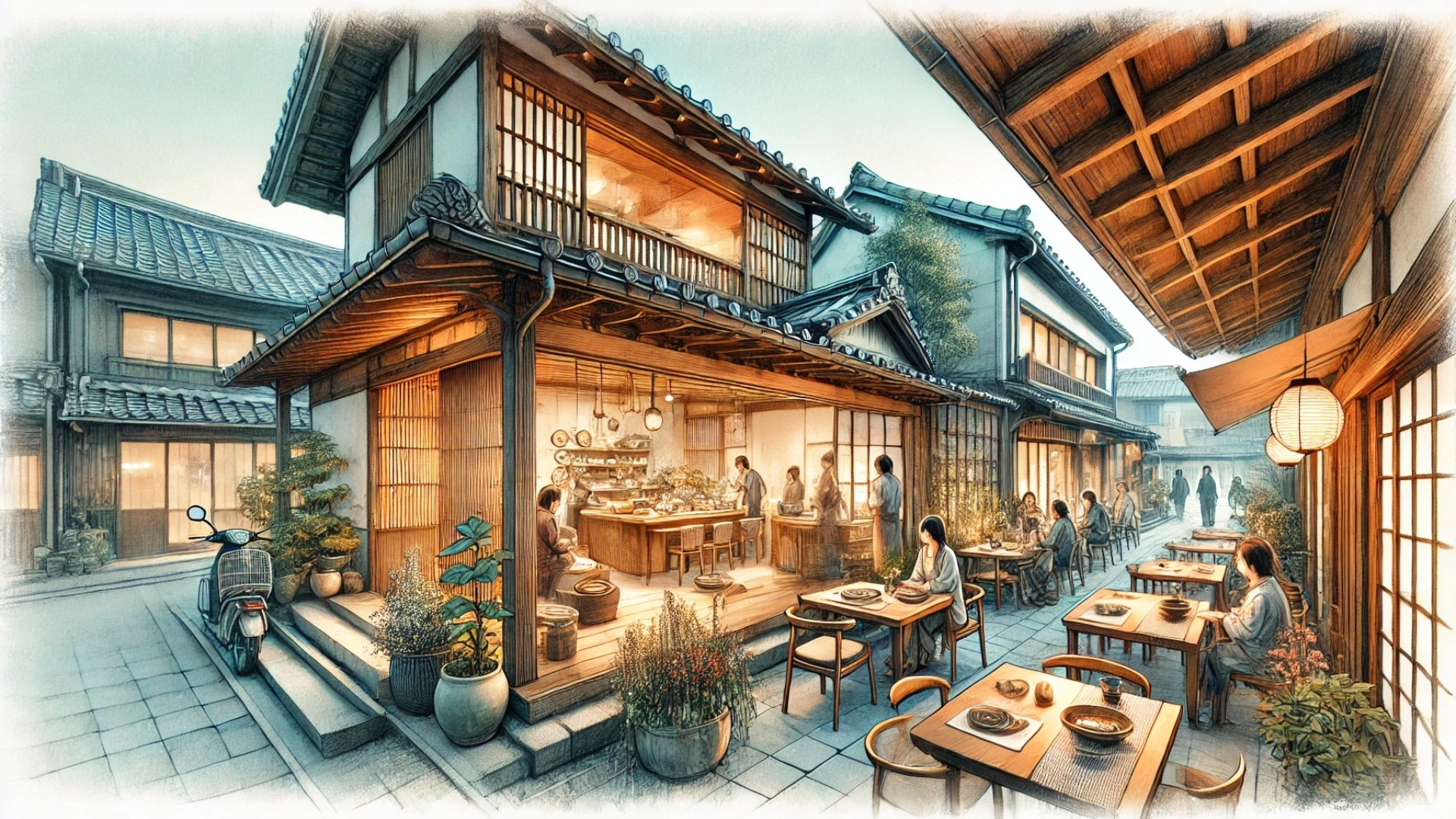 showcasing UENOA, a beautifully renovated 80-year-old house transformed into a modern restaurant in Ogawa-machi, Saitama Prefecture
