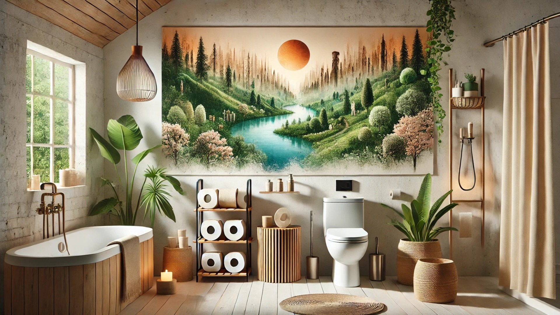 showcasing sustainable toilet paper alternatives and zero-waste bathroom solutions