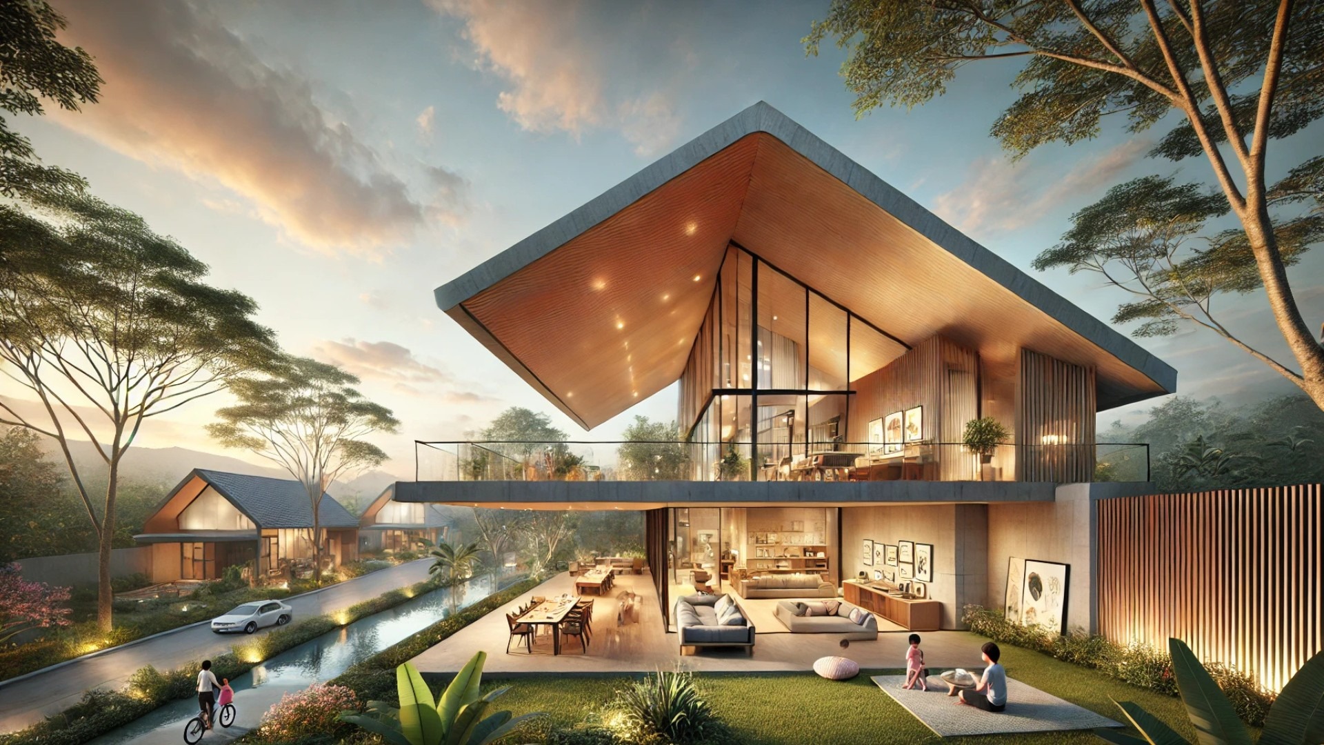 showcasing the Roof House in Thailand, designed by IF (Integrated Field)