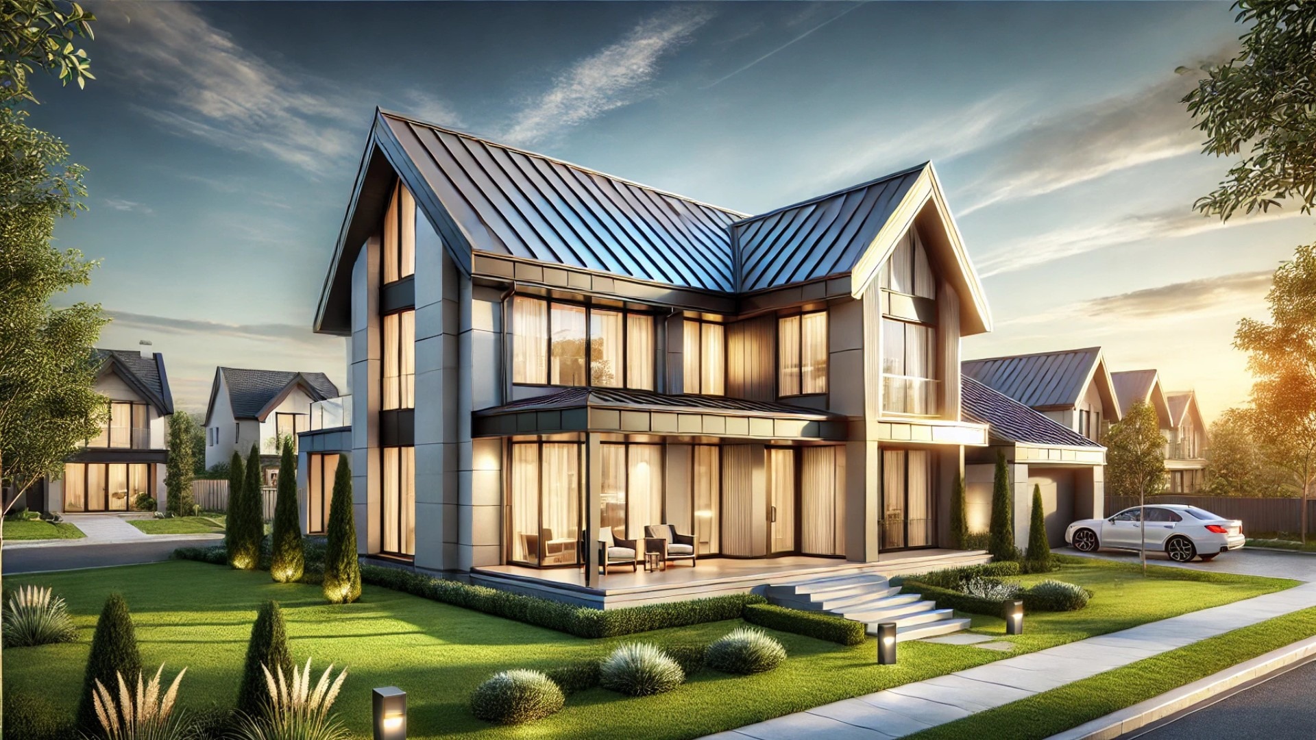modern, luxurious home with a sleek and durable metal roof