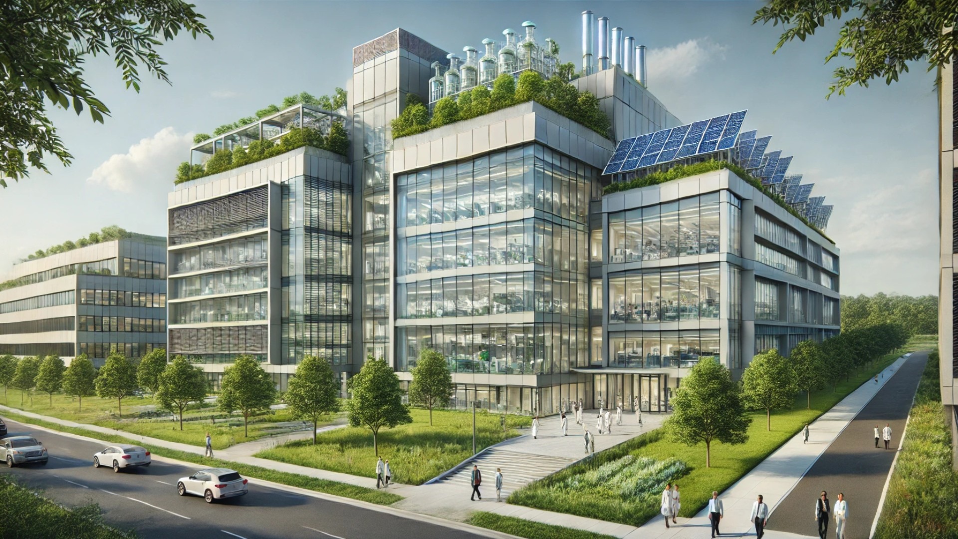 modern life sciences facility in Ambler, PA, symbolizing innovation, sustainability, and architectural excellence