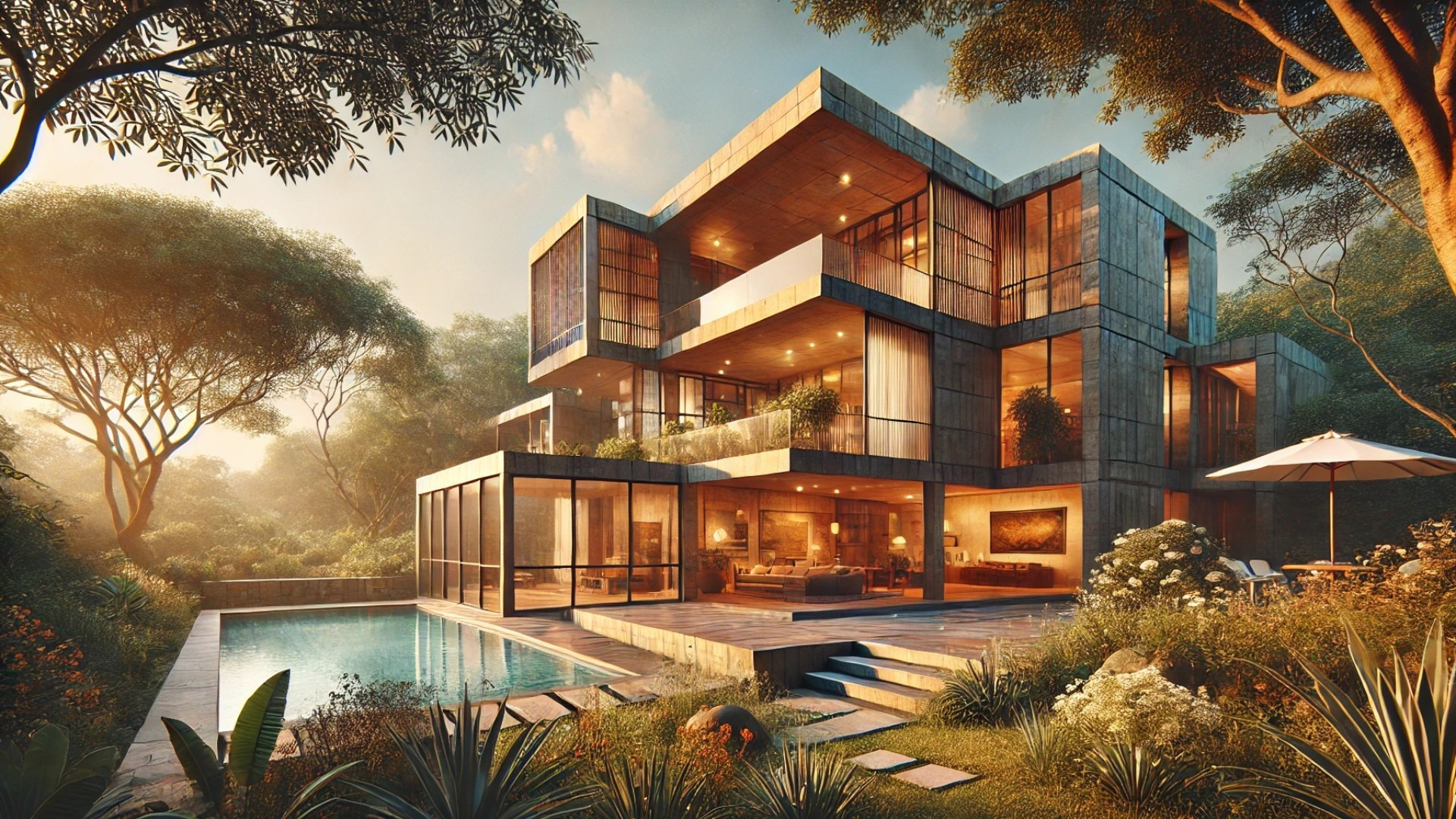 House of Material and Character — where the story of the past is preserved through textured stone, modern steel, and lush, light-filled serenity