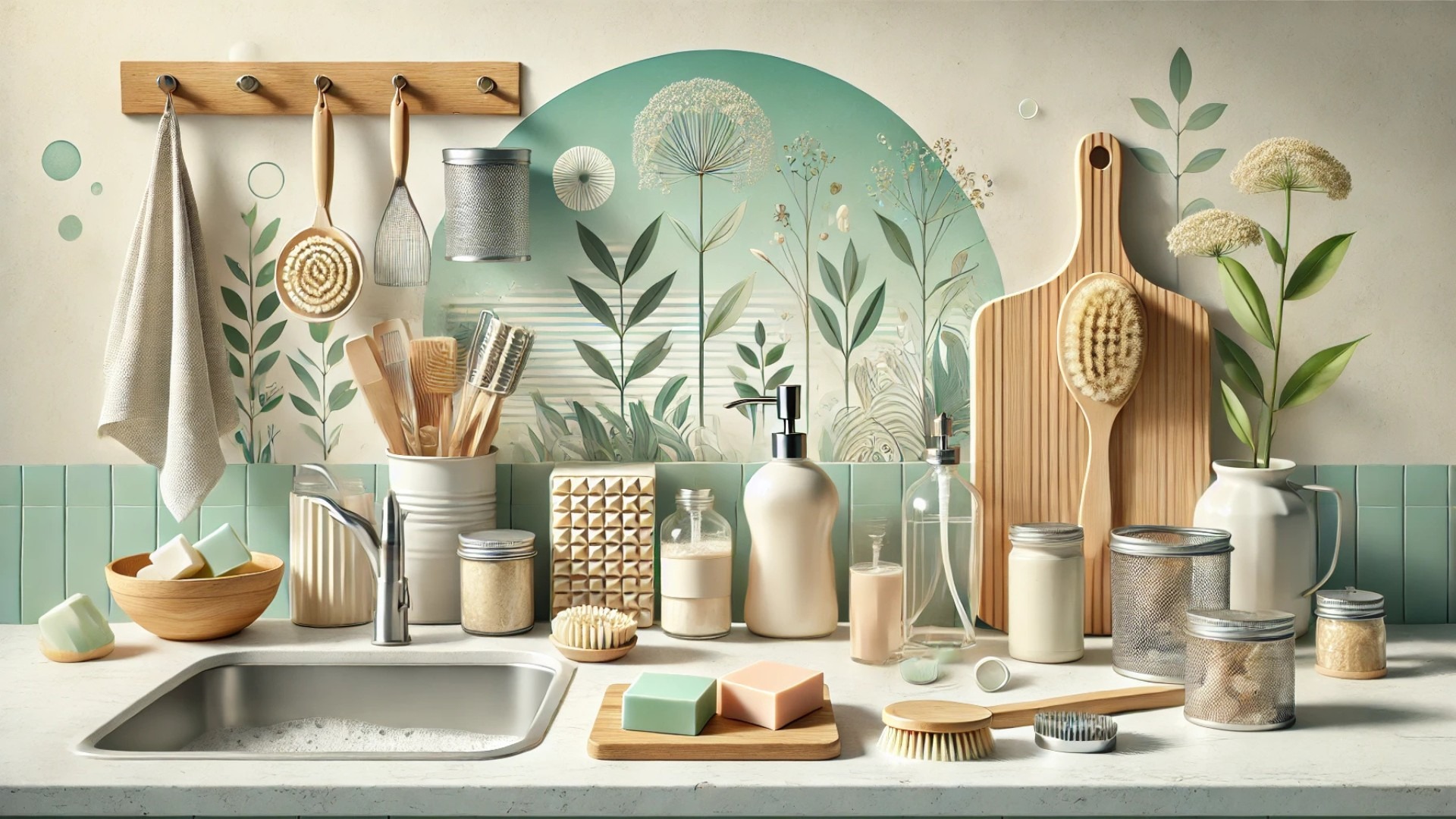 capturing the essence of a zero waste kitchen setup with a focus on dish soap alternatives
