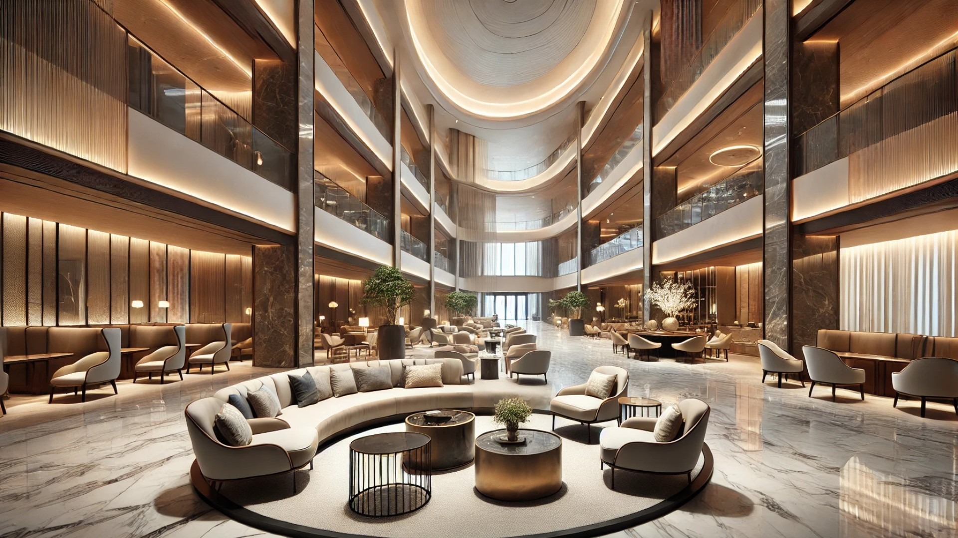 Hotel Avándaro renovations showcase a sleek and modern lobby.
