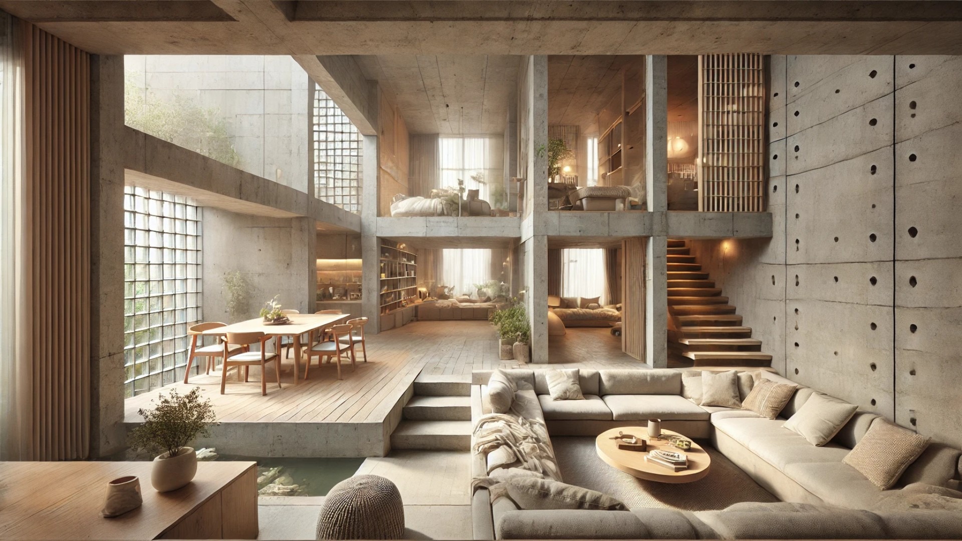 Minimalist Mooin apartment design with wooden elements and natural light.