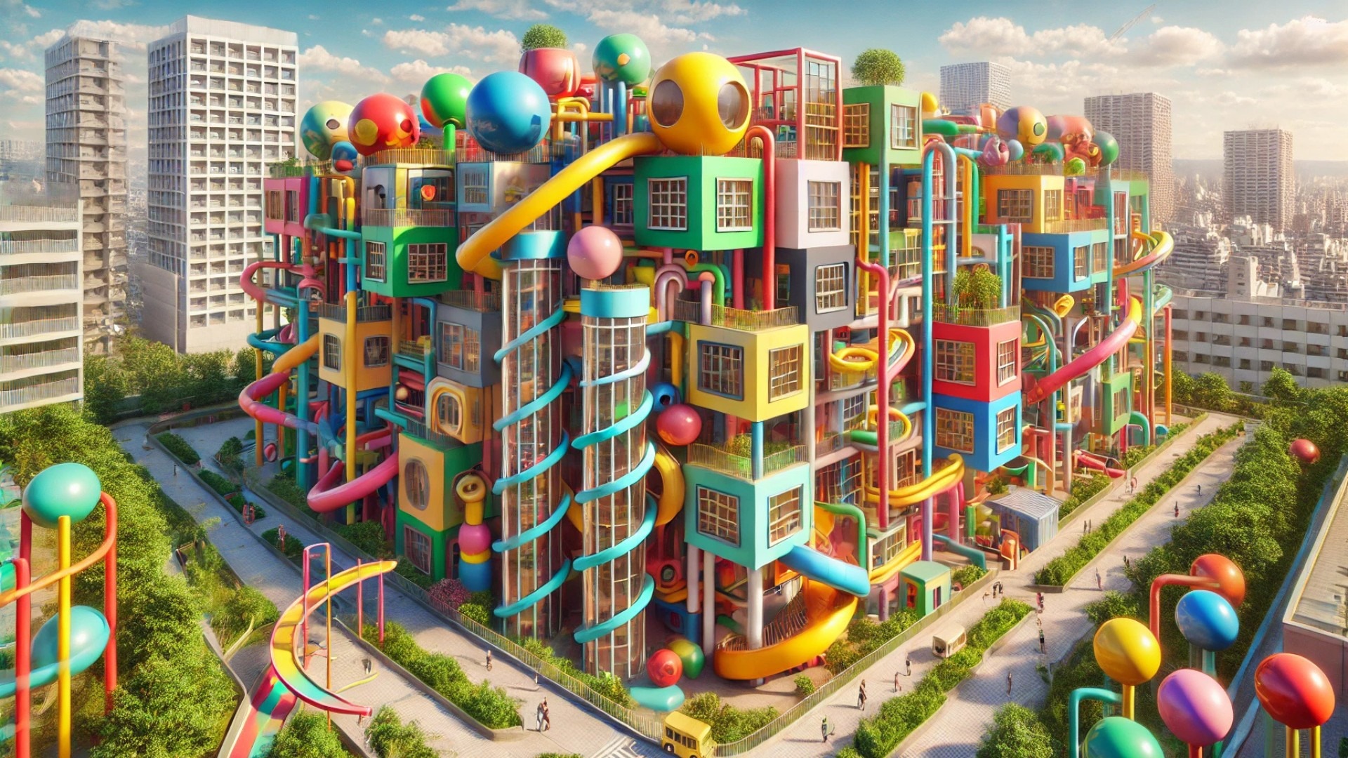Tokyo Reversible Destiny Lofts with vibrant, colorful architecture.