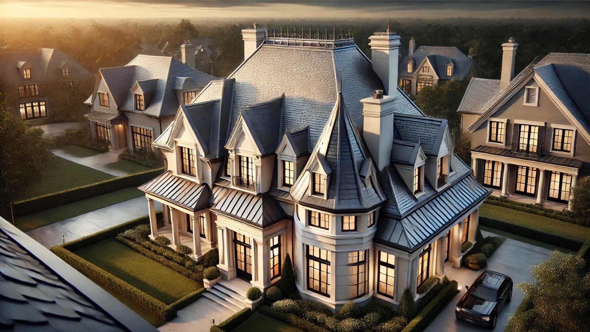 historic home featuring a newly replaced mansard roof