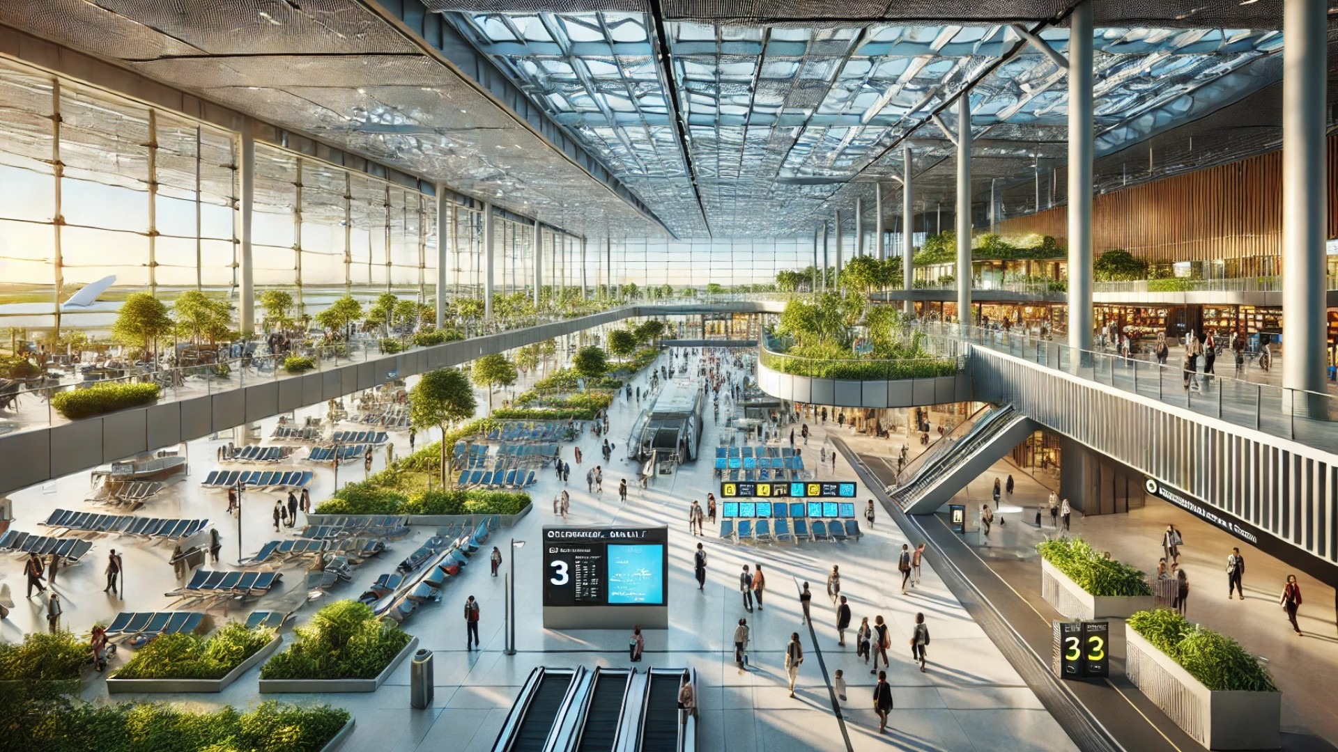 modern, sustainable airport terminal inspired by Schenkel Shultz's design ethos