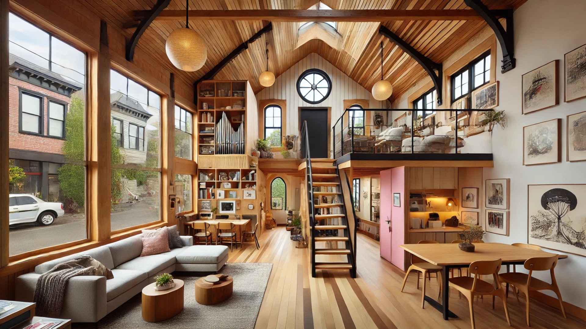 Seattle art studio converted into a family home, architectural transformation.