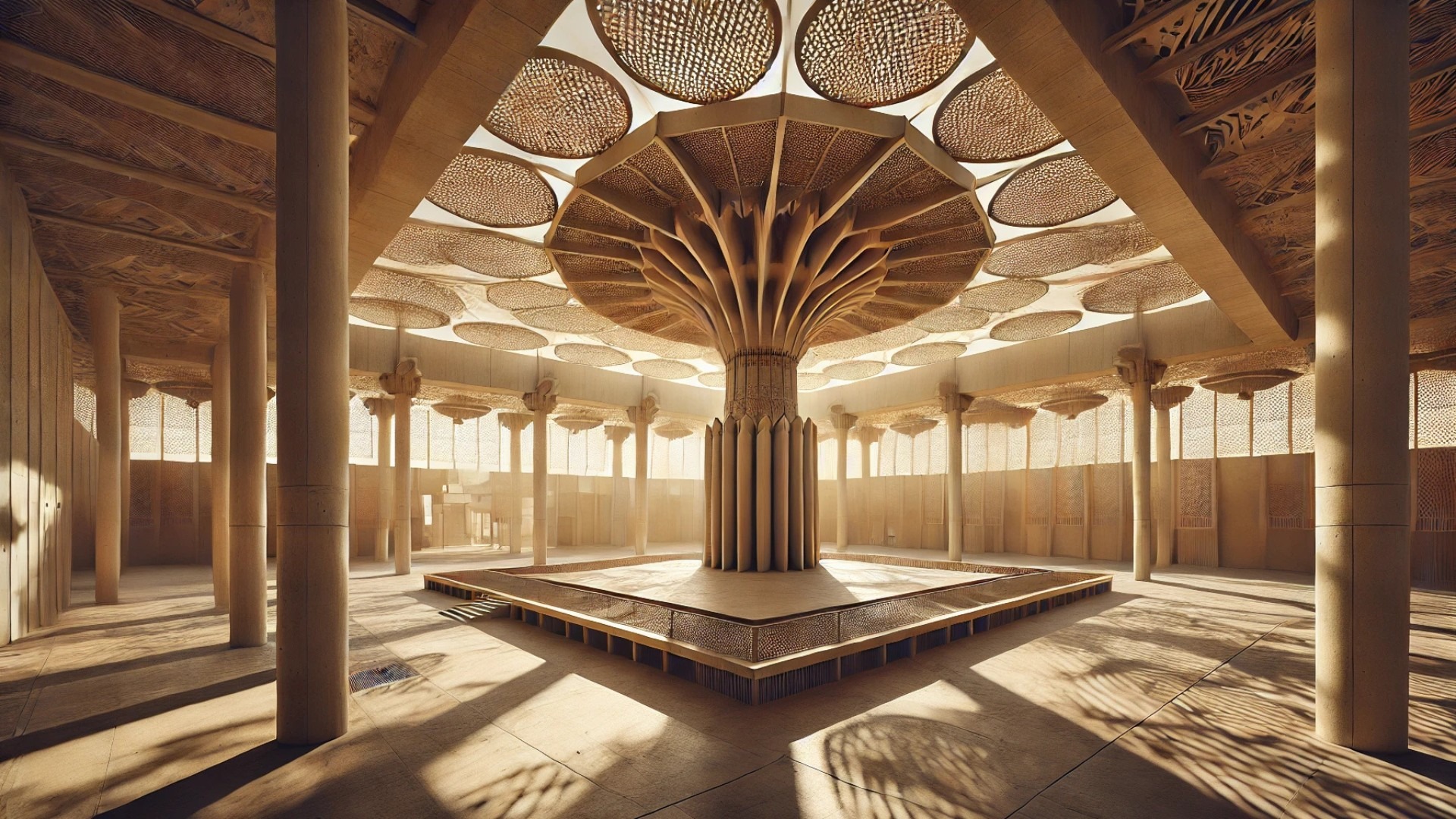 Heatwave Pavilion architecture blending traditional Bahraini elements with modern climate-responsive design