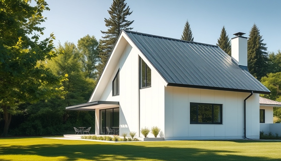 Modern house with metal roof surrounded by trees, metal roof cost discussion.