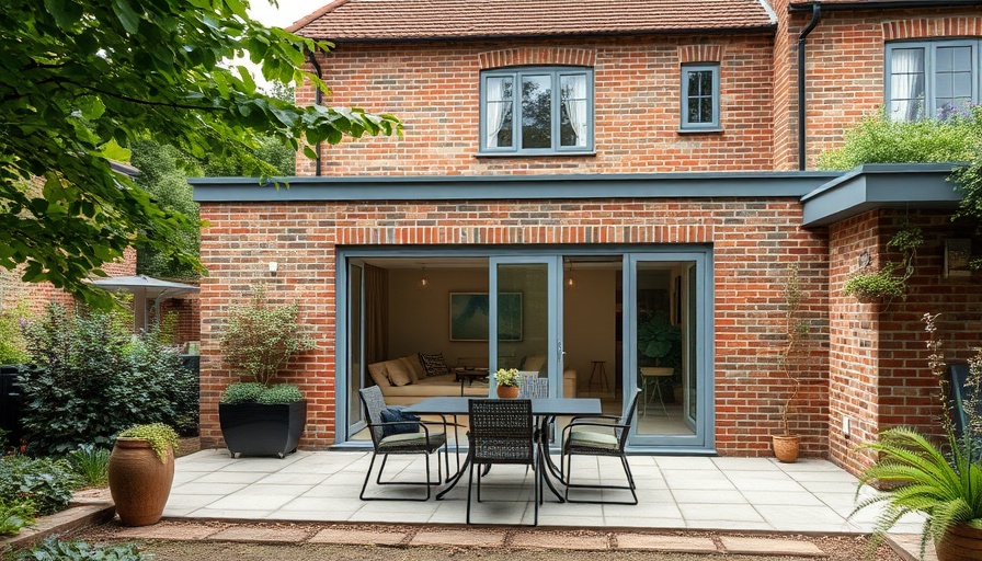 Modern house renovation with patio and garden in catalog.