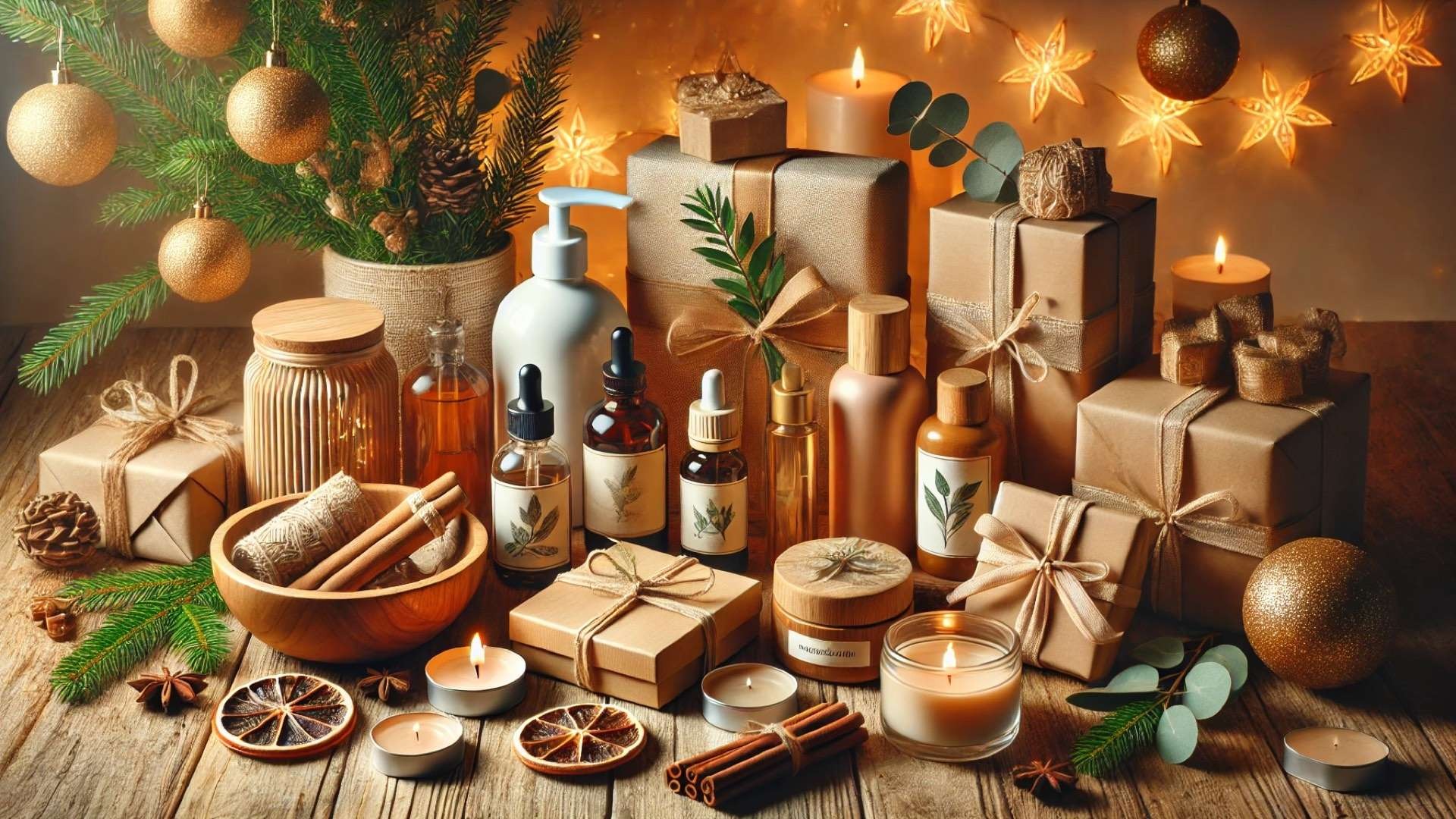 capturing the essence of sustainable luxury gifting for the 2025 holiday season—warm, elegant, and eco-conscious