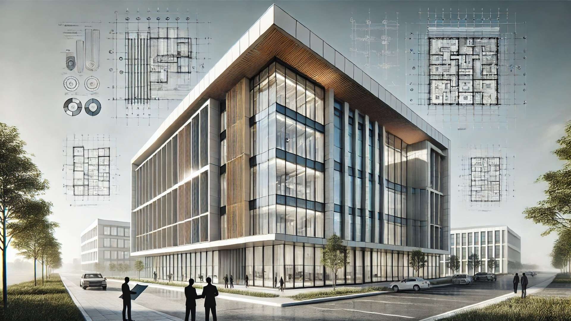 showcasing a modern building with smart, thermal-bridge-free façade—highlighting advanced cladding systems, energy-efficient design, and collaboration among professionals