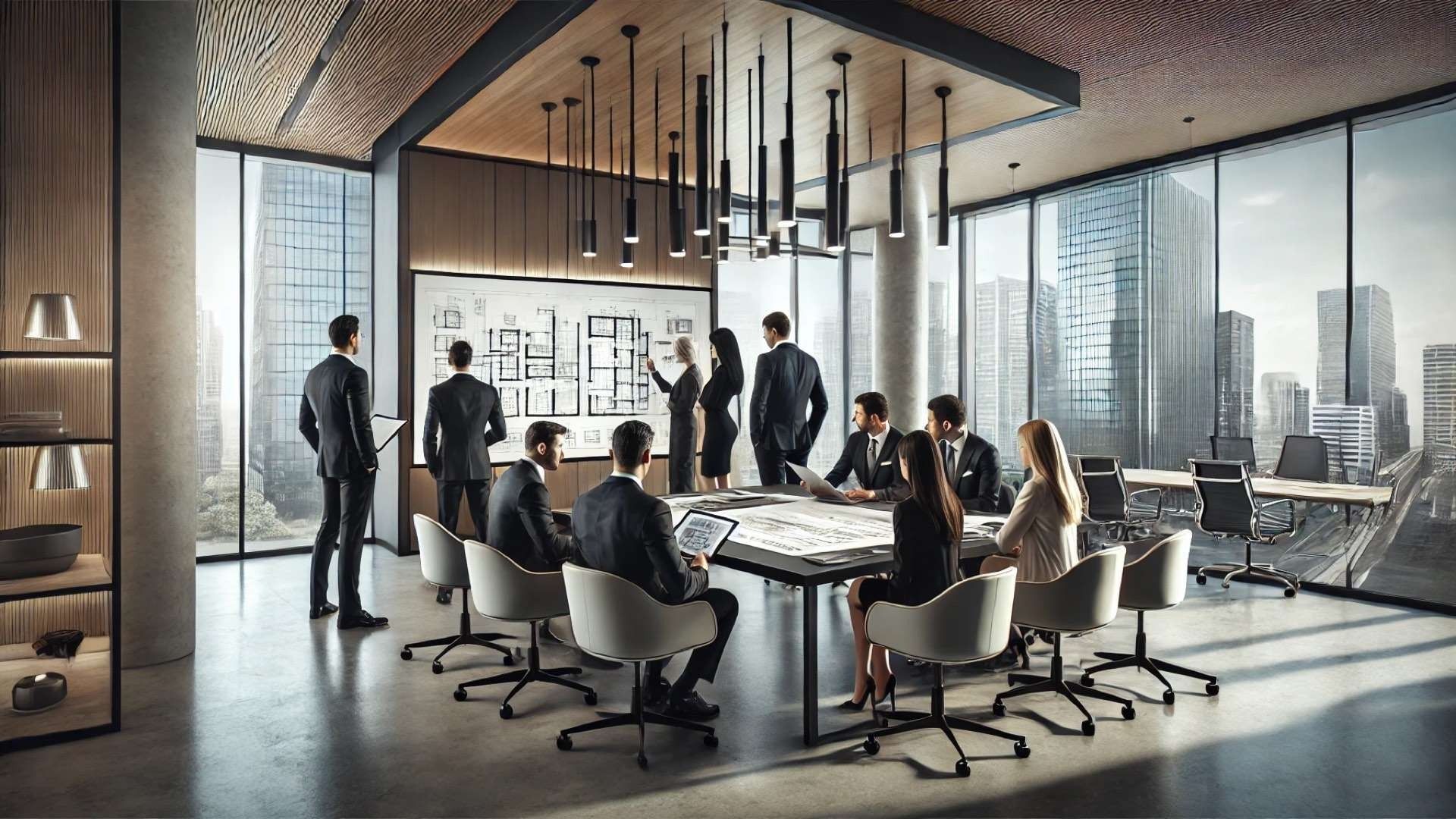 BR Design Associates' leadership team in a collaborative office setting, reflecting promotions and new talent integration